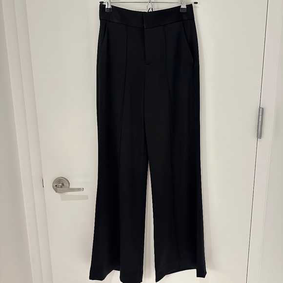 Alice + Olivia Dylan Satin Wide Leg Pant, Black, 0 - Picture 3 of 9